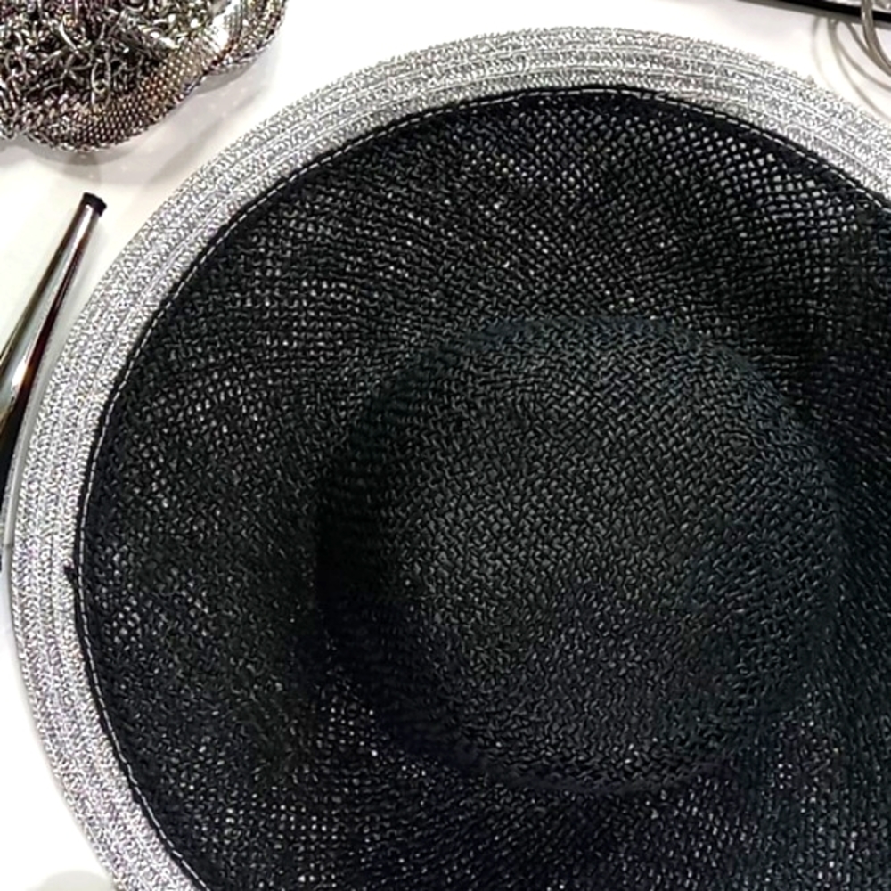100% Paper Brim with Shimmery Silver Metallic Trim